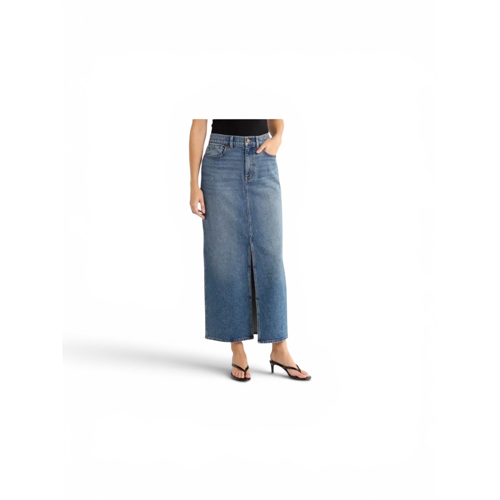 Madewellโ Denim Maxi Skirt Womens 30 Blue Excellent Front Slit DM9291